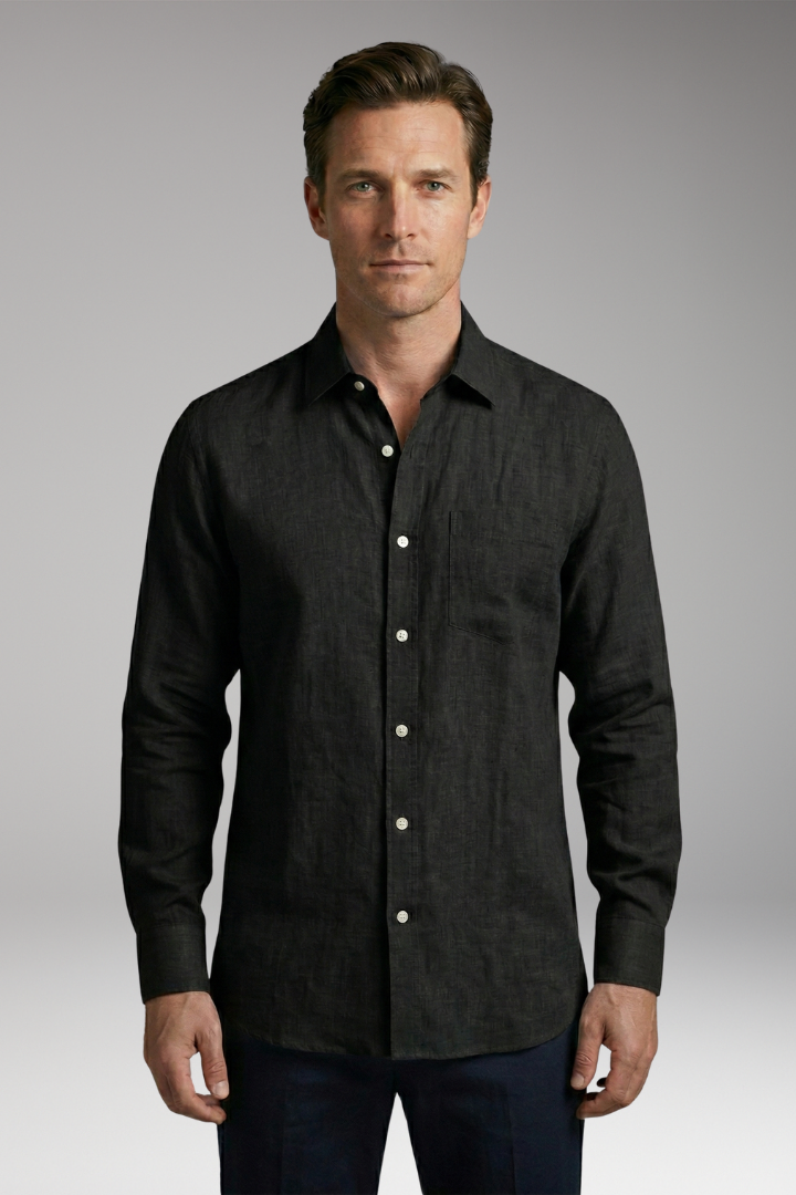Men's Shirt with Long Sleeves and Button Placket