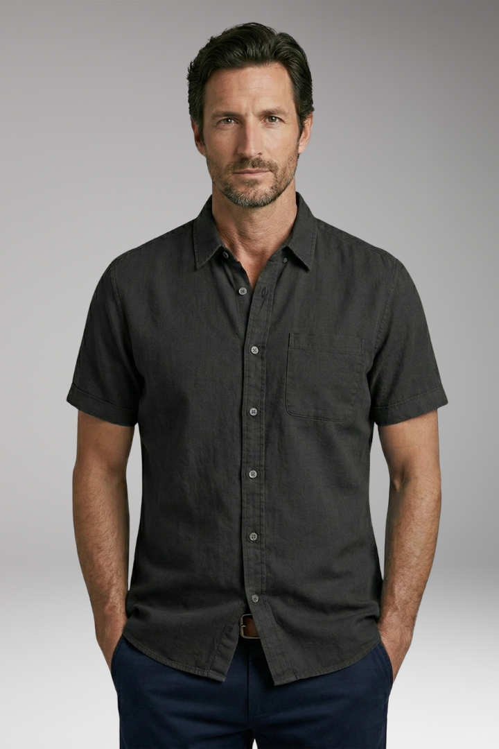 Men's Shirt with Short Sleeves and Chest Pocket