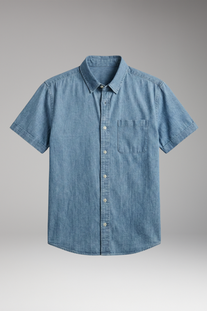 Men's Shirt with Short Sleeves and Chest Pocket