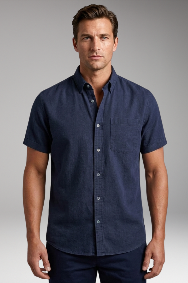 Men's Shirt with Short Sleeves and Chest Pocket