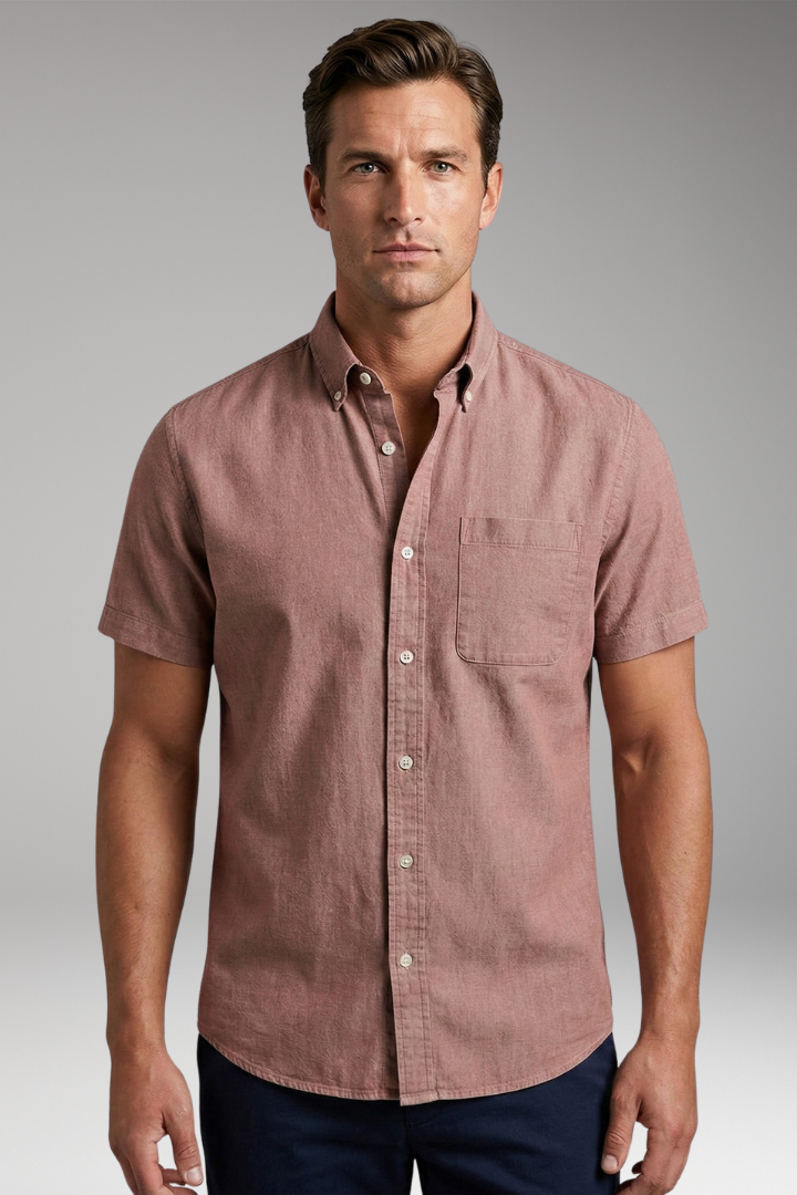 Men's Shirt with Short Sleeves and Chest Pocket