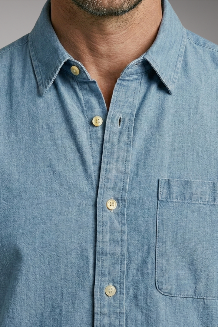 Men's Shirt with Short Sleeves and Chest Pocket
