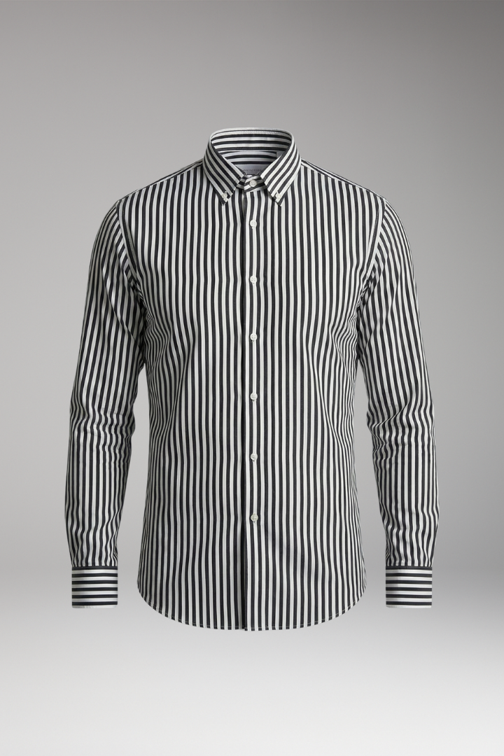 Men's Shirt with Striped Design and Classic Collar