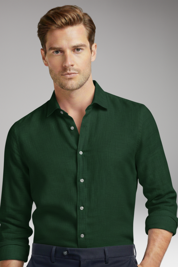 Men’s Shirt with Structured Collar and Long Sleeves