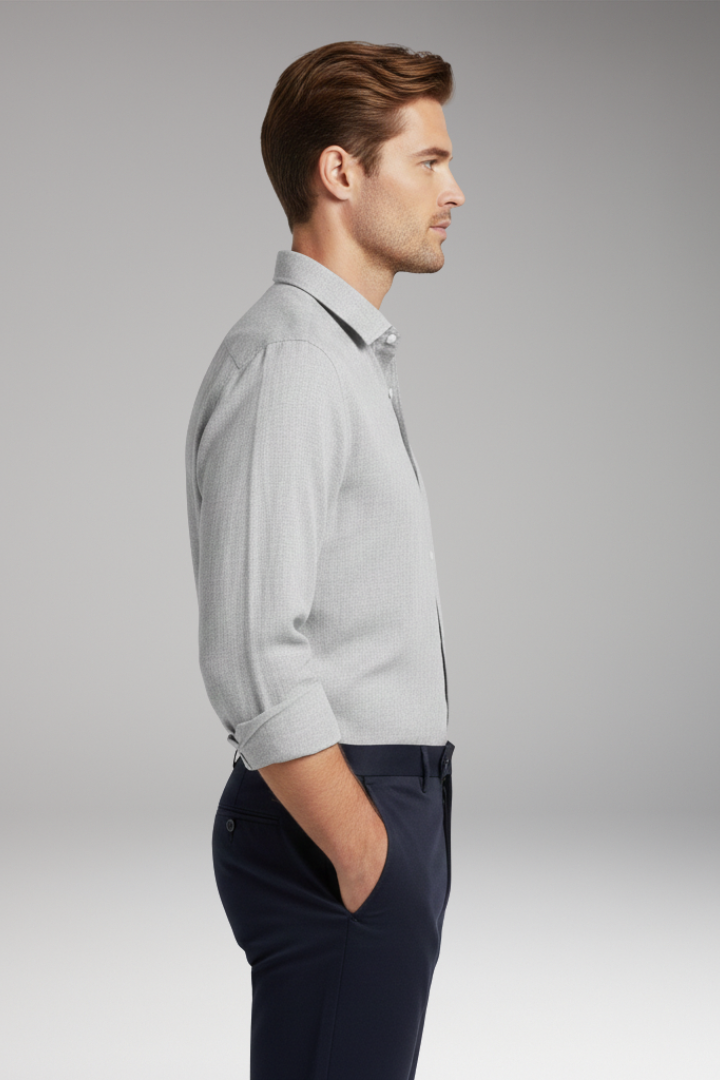 Men’s Shirt with Structured Collar and Long Sleeves