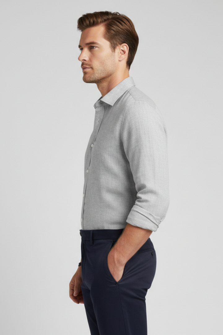 Men’s Shirt with Structured Collar and Long Sleeves