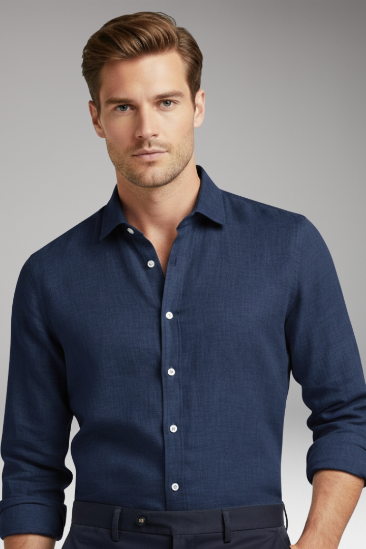 Men’s Shirt with Structured Collar and Long Sleeves