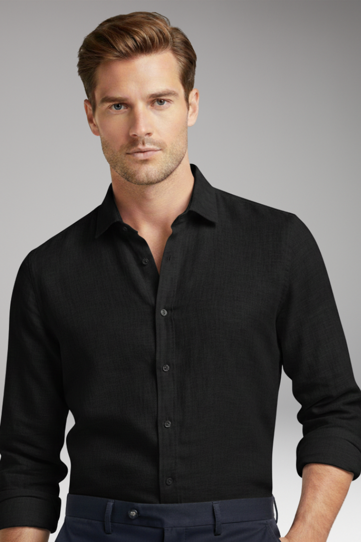 Men’s Shirt with Structured Collar and Long Sleeves