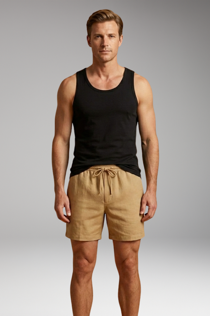 Men’s Short-Length Swim Shorts with Drawstring Waistband