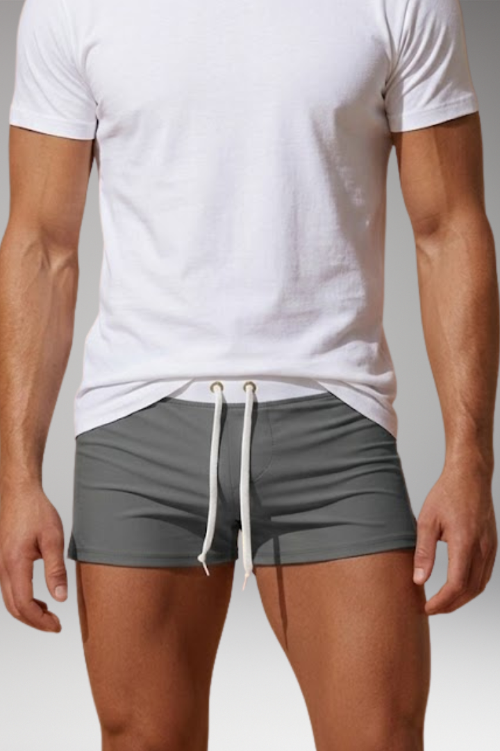 Men’s Short Swim Trunks with Adjustable Drawstring Waistband