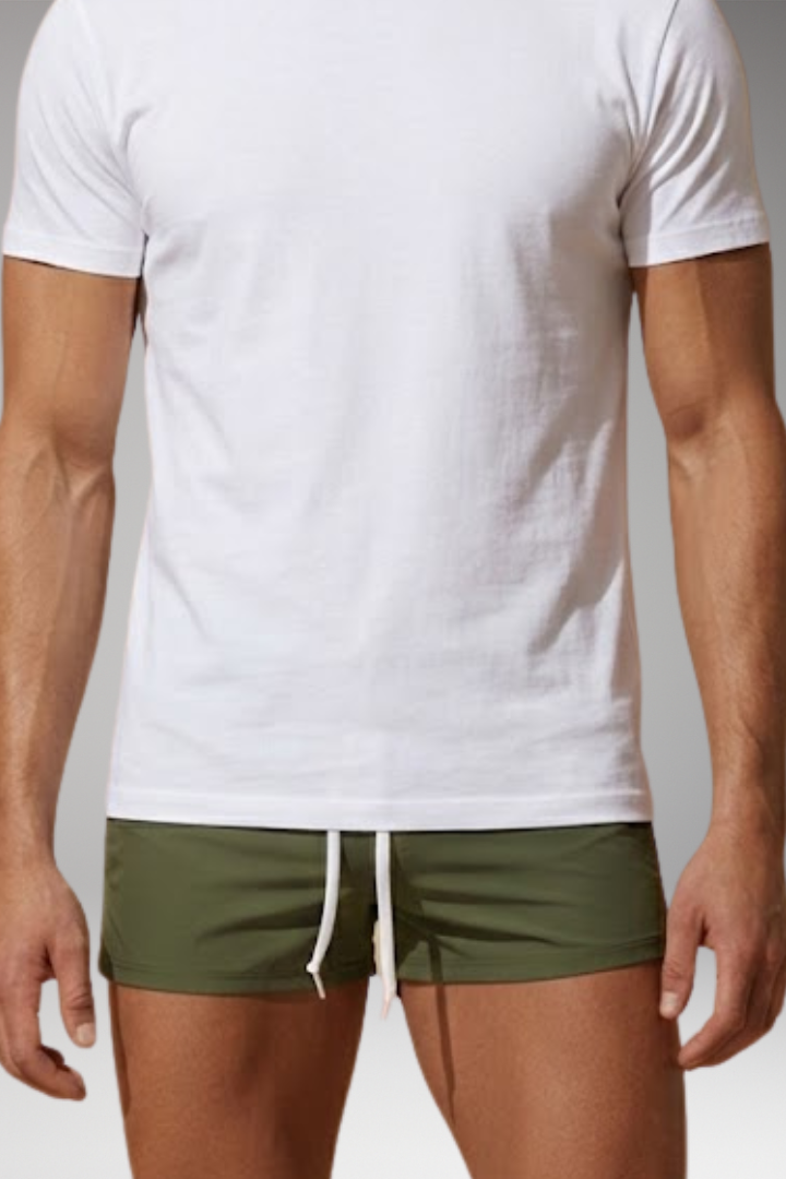 Men’s Short Swim Trunks with Adjustable Drawstring Waistband