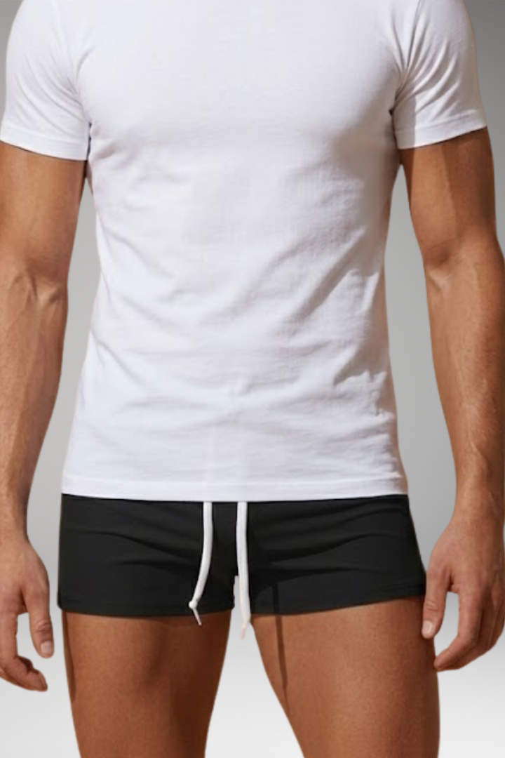 Men’s Short Swim Trunks with Adjustable Drawstring Waistband