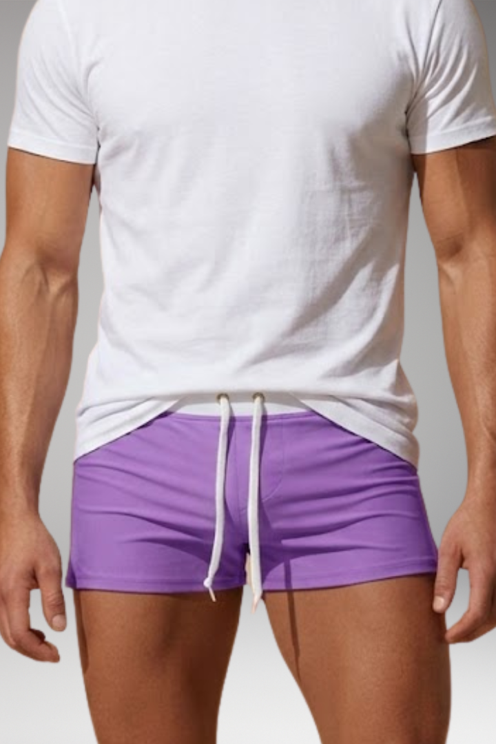 Men’s Short Swim Trunks with Adjustable Drawstring Waistband