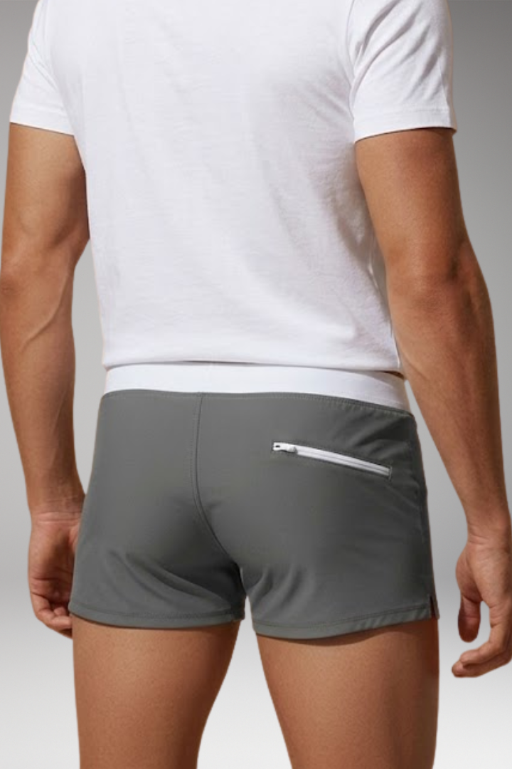 Men’s Short Swim Trunks with Adjustable Drawstring Waistband