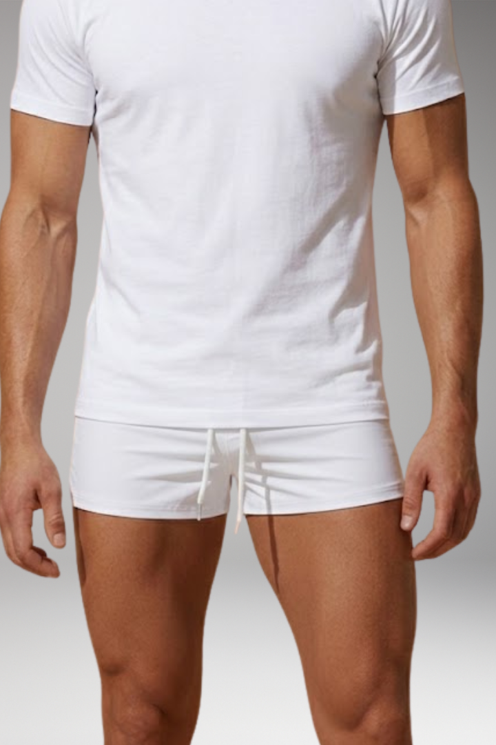 Men’s Short Swim Trunks with Adjustable Drawstring Waistband