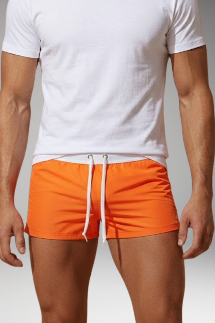 Men’s Short Swim Trunks with Adjustable Drawstring Waistband
