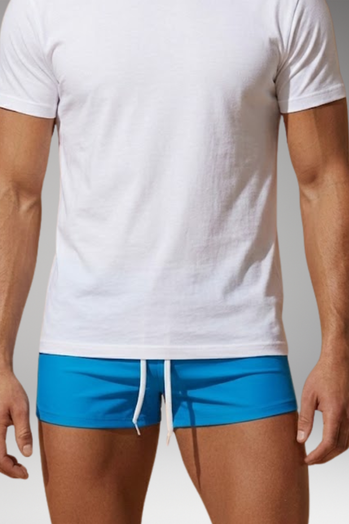 Men’s Short Swim Trunks with Adjustable Drawstring Waistband