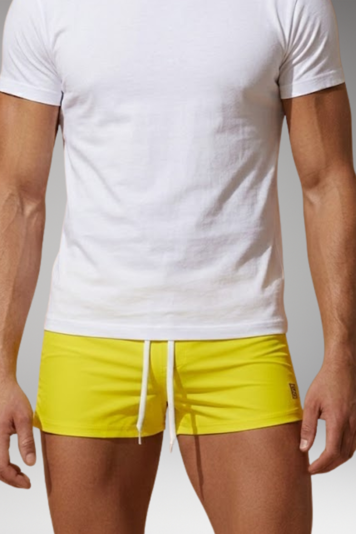 Men’s Short Swim Trunks with Adjustable Drawstring Waistband