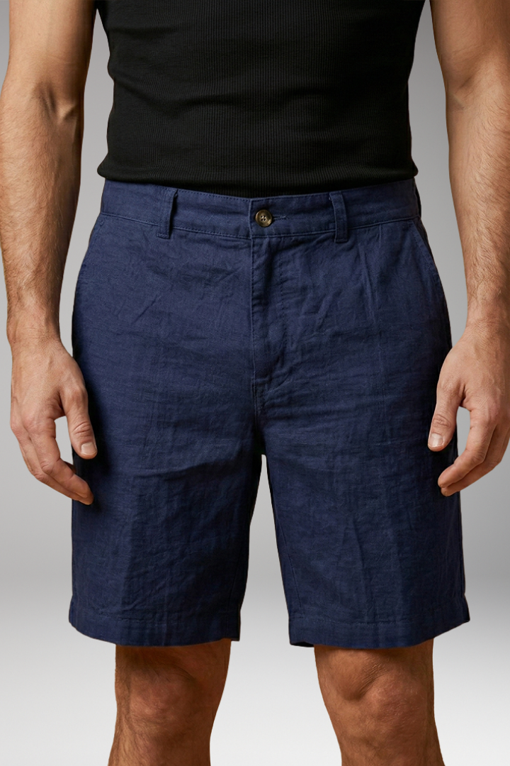 Men's Shorts with Button Closure and Side Pockets