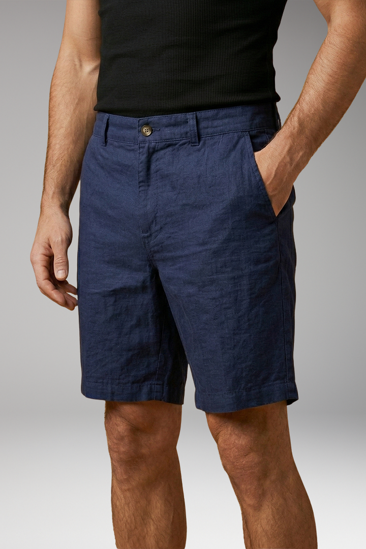 Men's Shorts with Button Closure and Side Pockets
