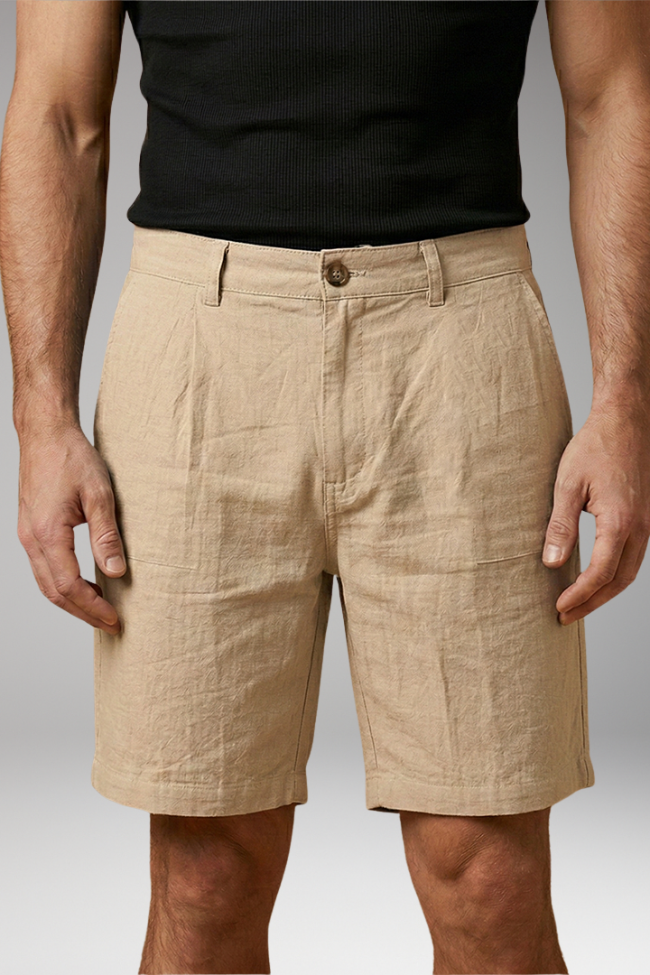 Men's Shorts with Button Closure and Side Pockets