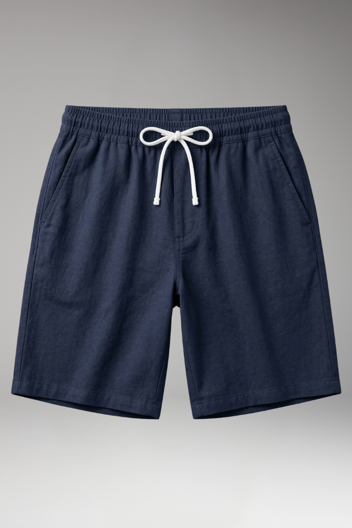 Men's Shorts with Side Pockets and Straight Hem