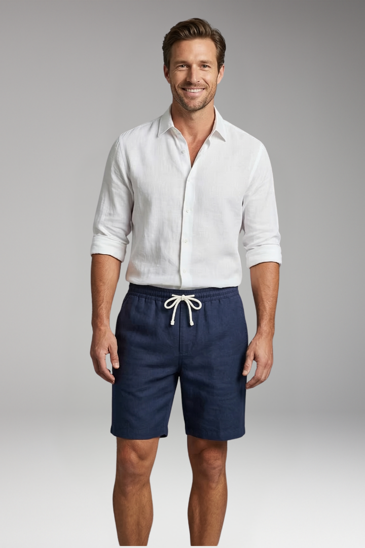 Men's Shorts with Side Pockets and Straight Hem