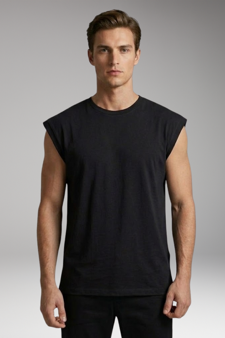 Men’s Sleeveless T-Shirt with V-Neck and Relaxed Fit