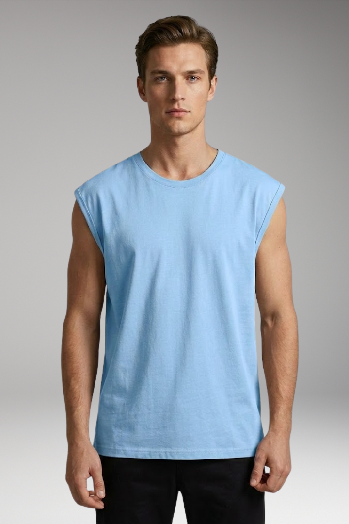 Men’s Sleeveless T-Shirt with V-Neck and Relaxed Fit