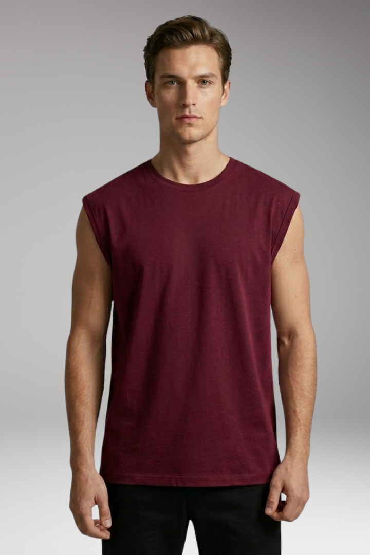 Men’s Sleeveless T-Shirt with V-Neck and Relaxed Fit