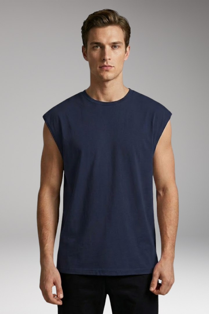 Men’s Sleeveless T-Shirt with V-Neck and Relaxed Fit