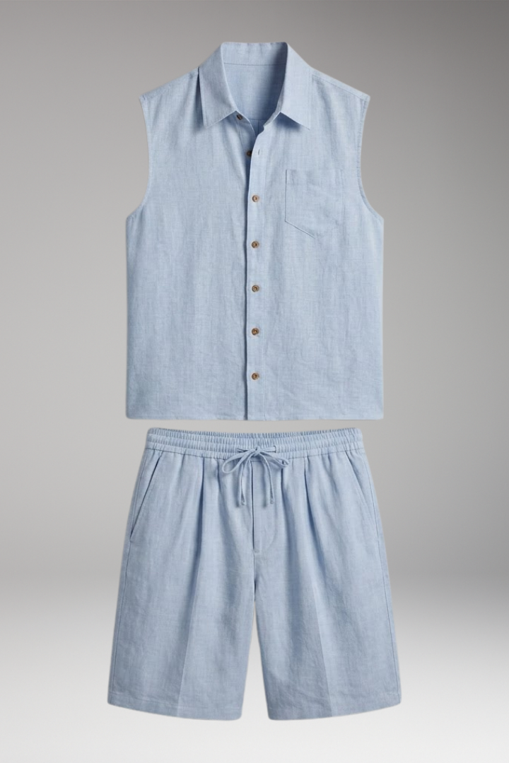 Men's Sleeveless Top and Drawstring Trousers Set