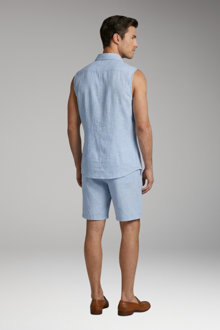Men's Sleeveless Top and Drawstring Trousers Set