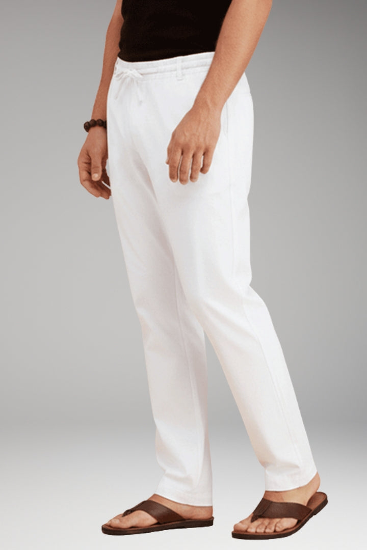 Men’s Slim-Fit Casual Trousers with Adjustable Drawstring and Pockets