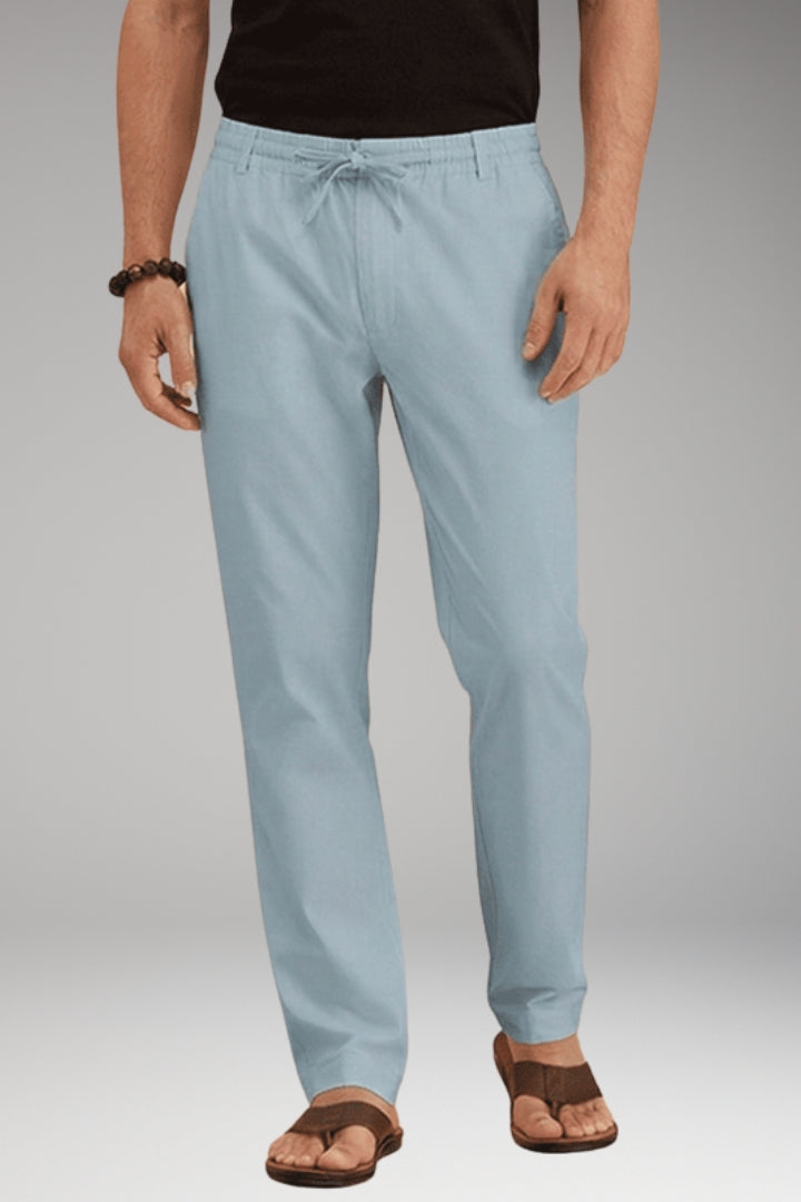 Men’s Slim-Fit Casual Trousers with Adjustable Drawstring and Pockets