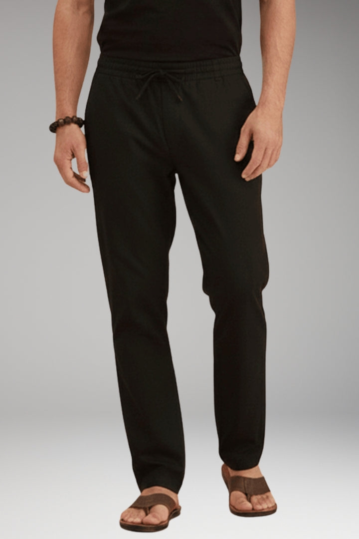 Men’s Slim-Fit Casual Trousers with Adjustable Drawstring and Pockets
