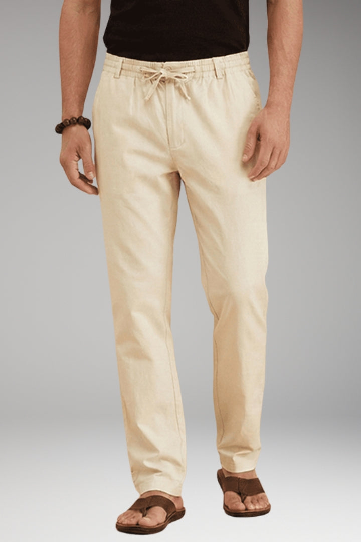 Men’s Slim-Fit Casual Trousers with Adjustable Drawstring and Pockets