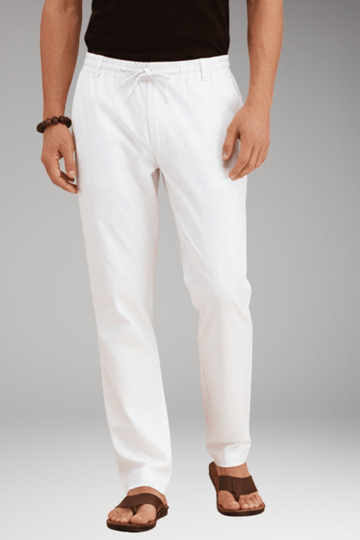 Men’s Slim-Fit Casual Trousers with Adjustable Drawstring and Pockets