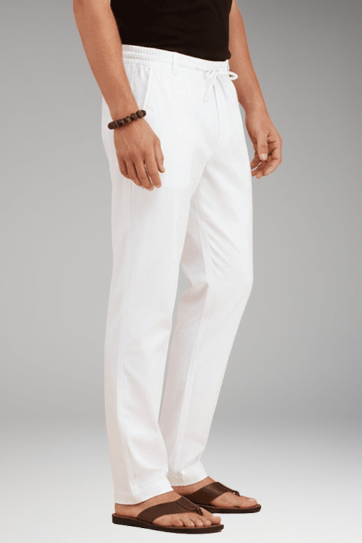 Men’s Slim-Fit Casual Trousers with Adjustable Drawstring and Pockets