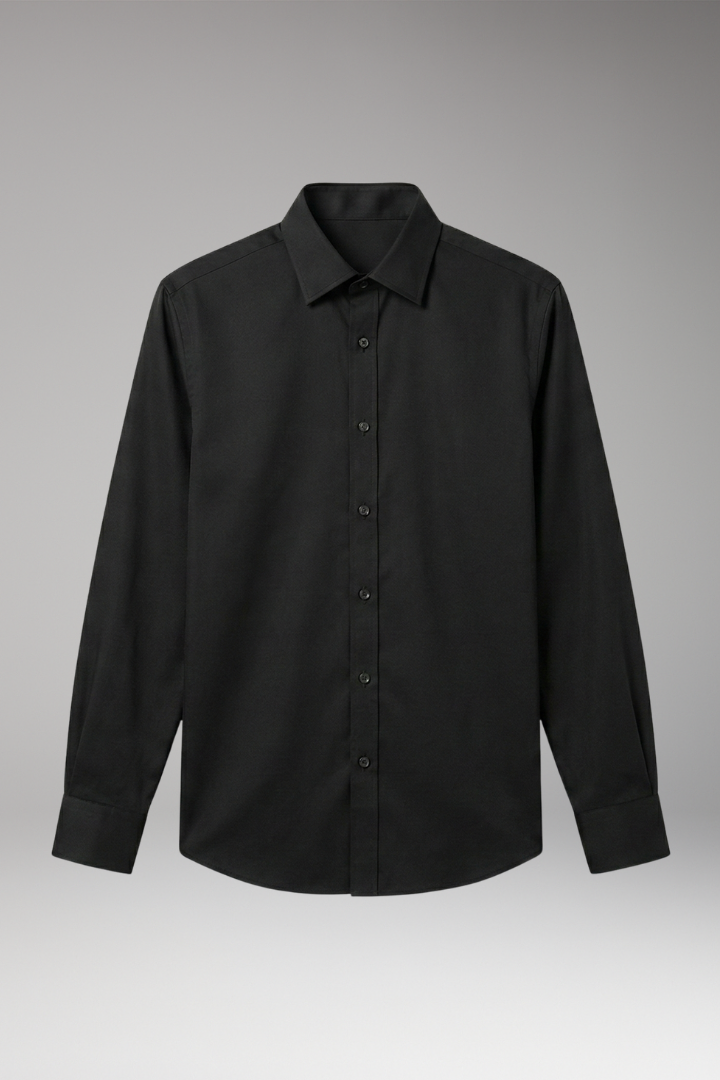 Men's Slim-Fit Shirt with Button Placket and Pointed Collar