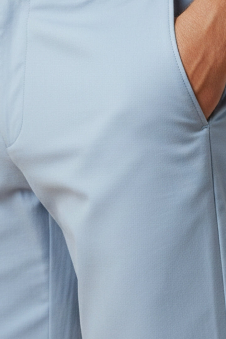Men's Slim Fit Shorts with Button and Zip Fastening and Turn-Up Hems