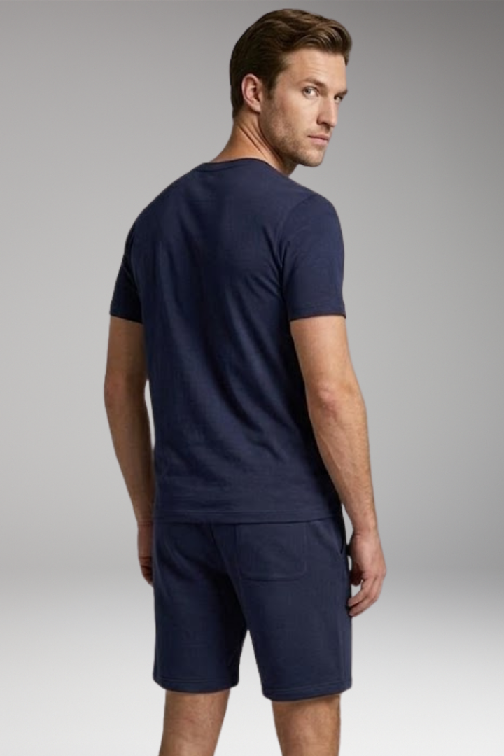 Men's Sports Set with Short-Sleeve T-Shirt and Drawstring Shorts