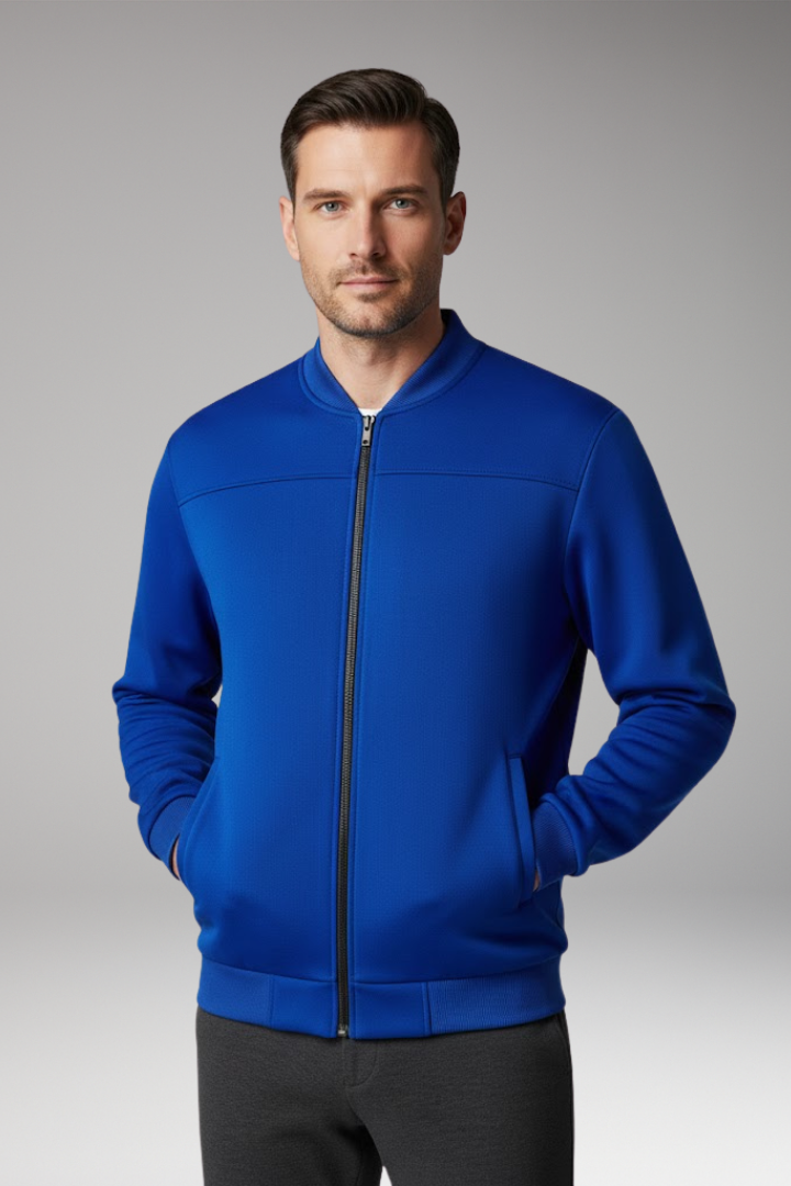 Men’s Sporty Bomber Jacket with Front Fastening and Side Pockets