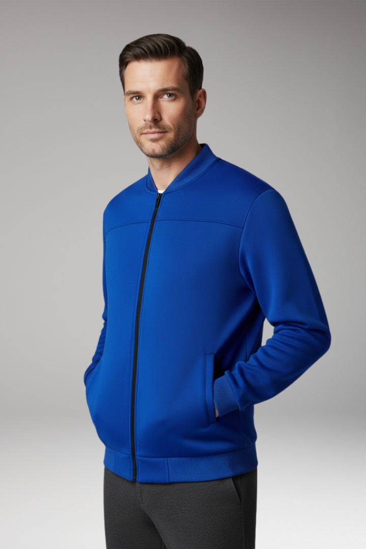 Men’s Sporty Bomber Jacket with Front Fastening and Side Pockets