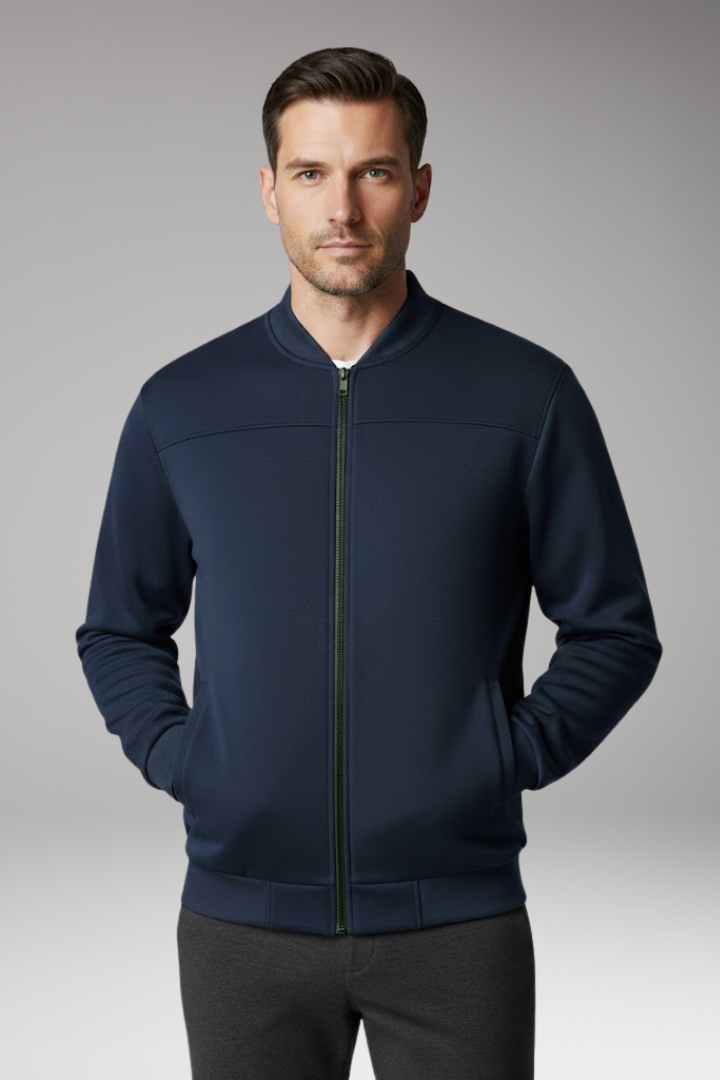 Men’s Sporty Bomber Jacket with Front Fastening and Side Pockets