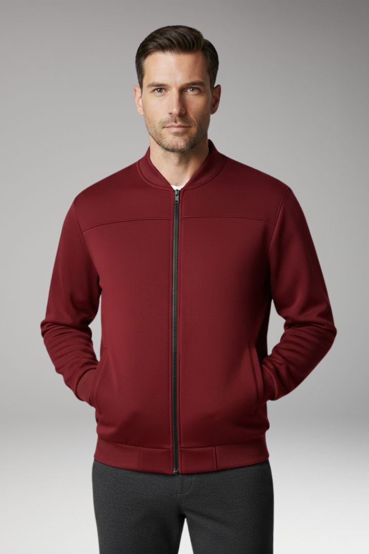 Men’s Sporty Bomber Jacket with Front Fastening and Side Pockets