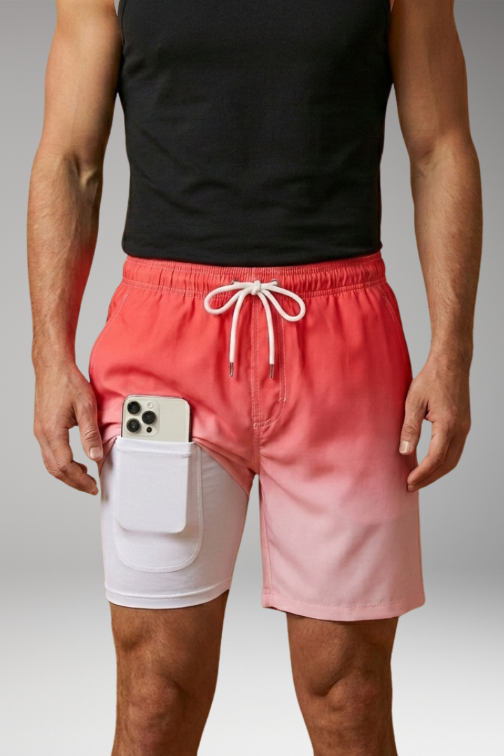 Men’s Stretch Shorts with Drawstring Waistband and Inner Briefs