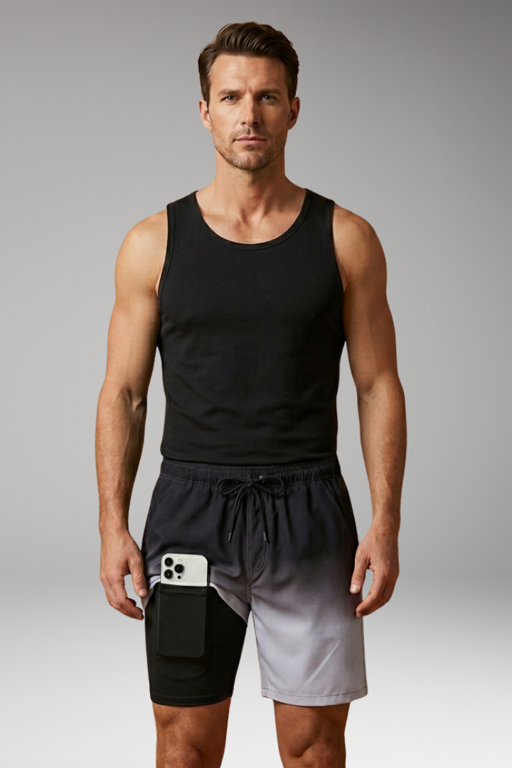 Men’s Stretch Shorts with Drawstring Waistband and Inner Briefs