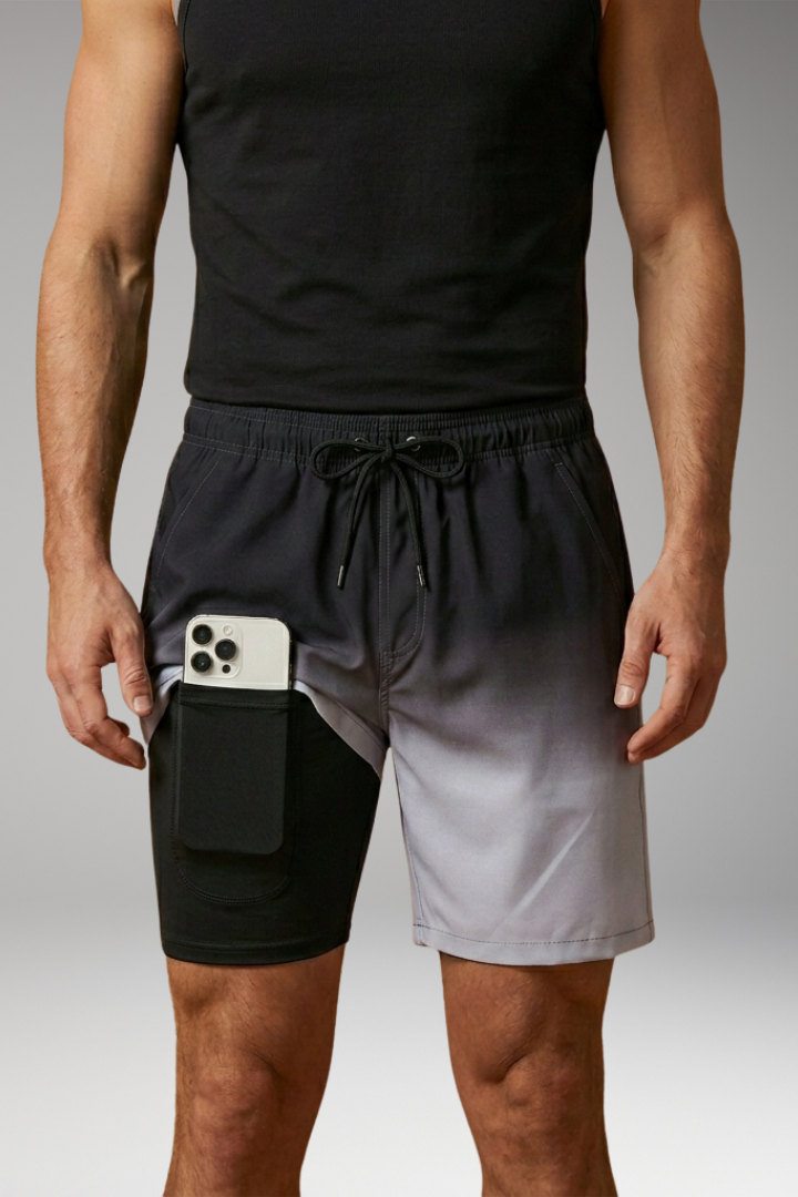 Men’s Stretch Shorts with Drawstring Waistband and Inner Briefs