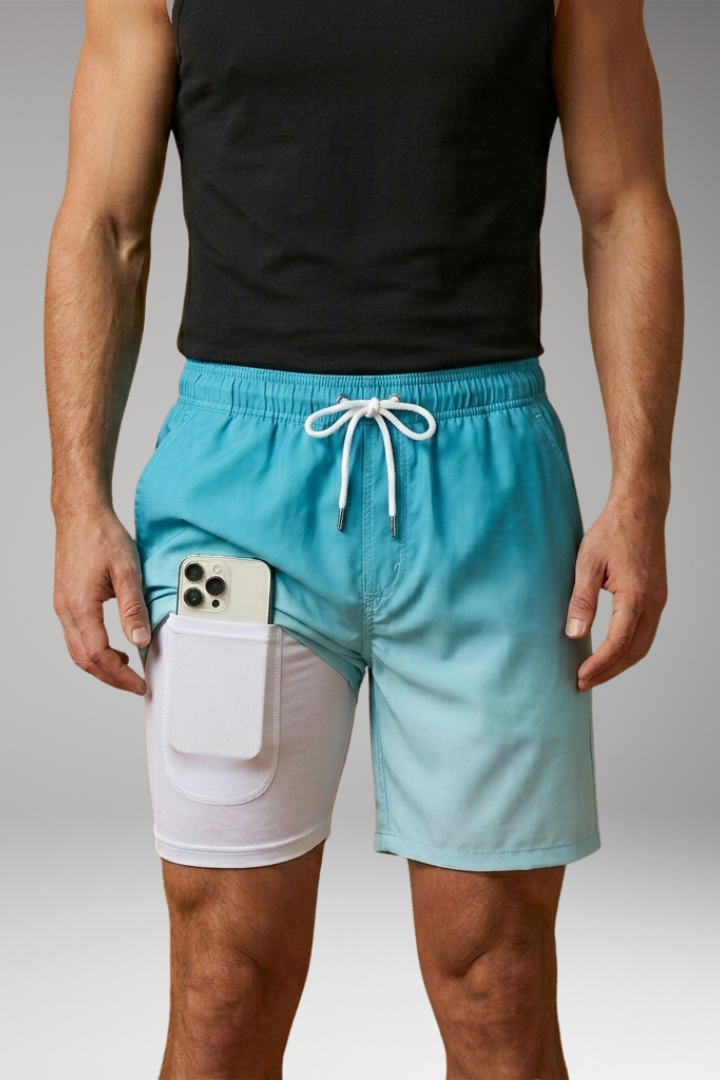 Men’s Stretch Shorts with Drawstring Waistband and Inner Briefs